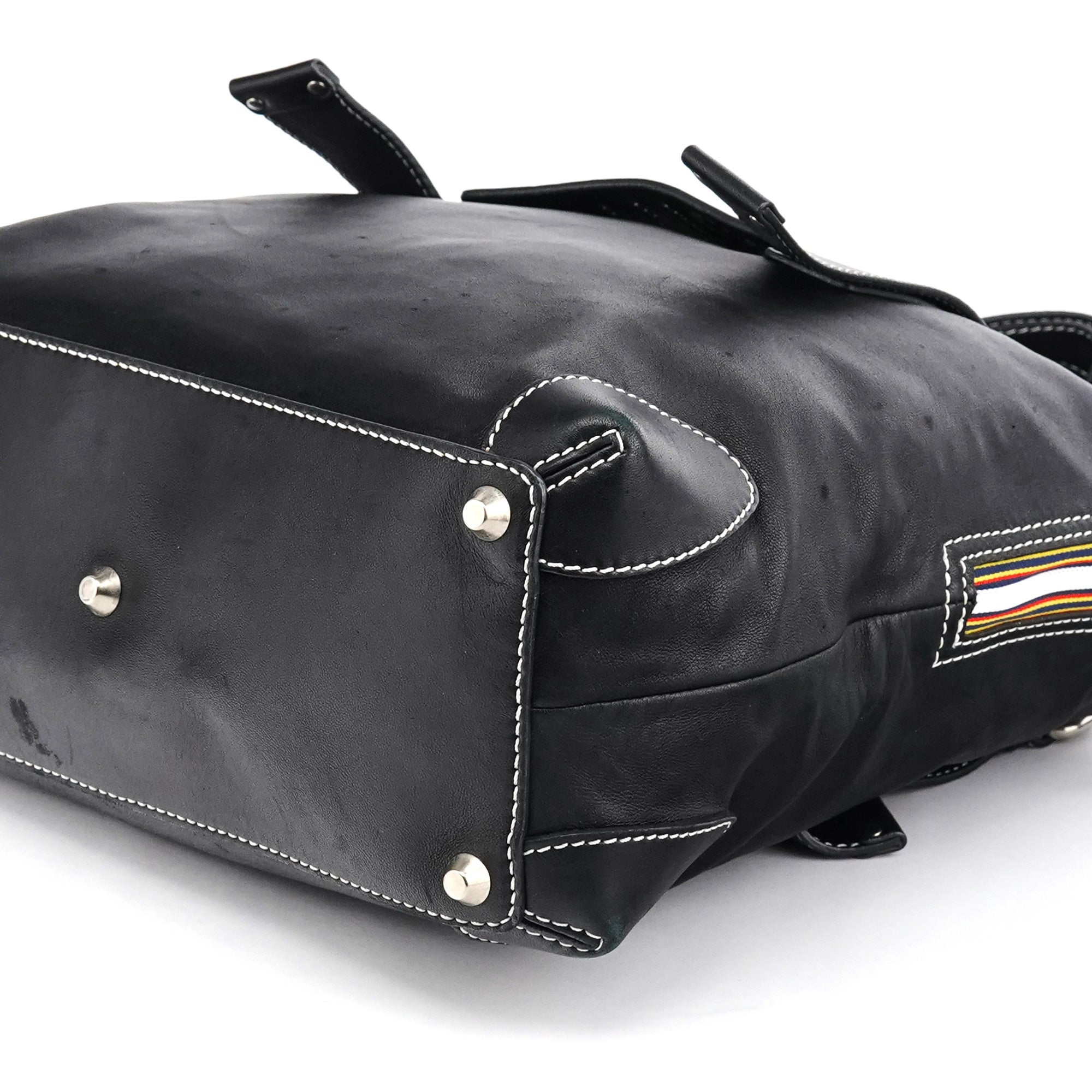 Black Studded Leather Tote Bag