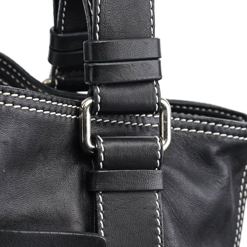 Black Studded Leather Tote Bag