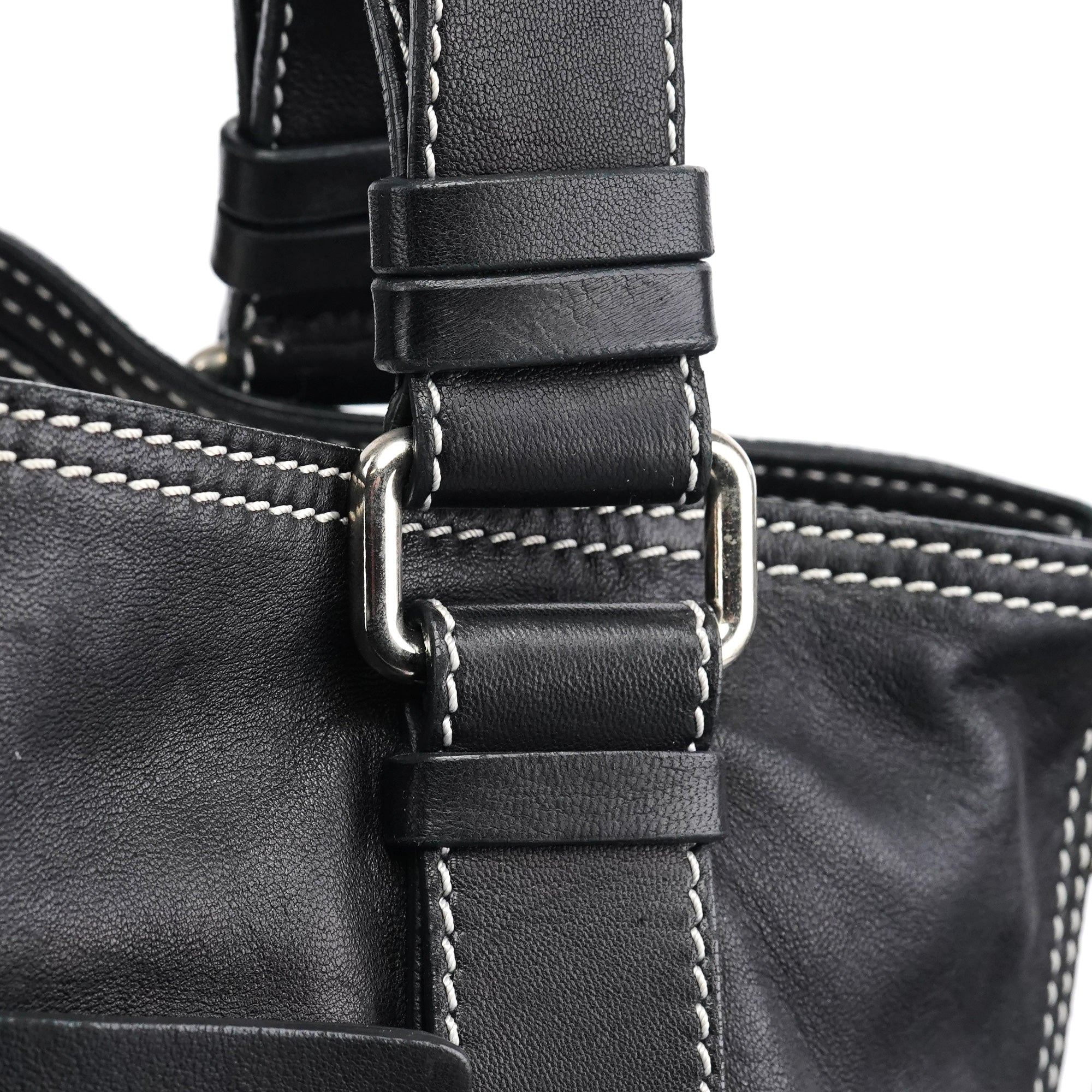 Black Studded Leather Tote Bag