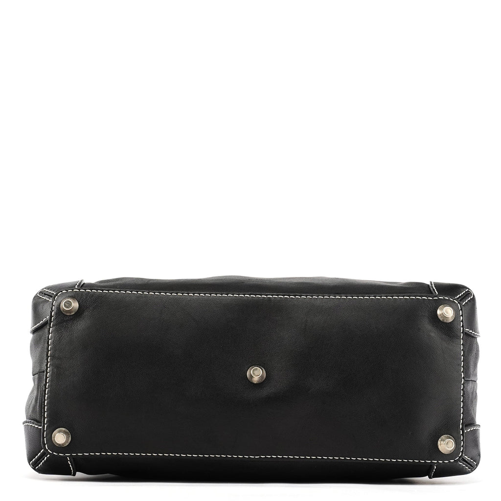 Black Studded Leather Tote Bag