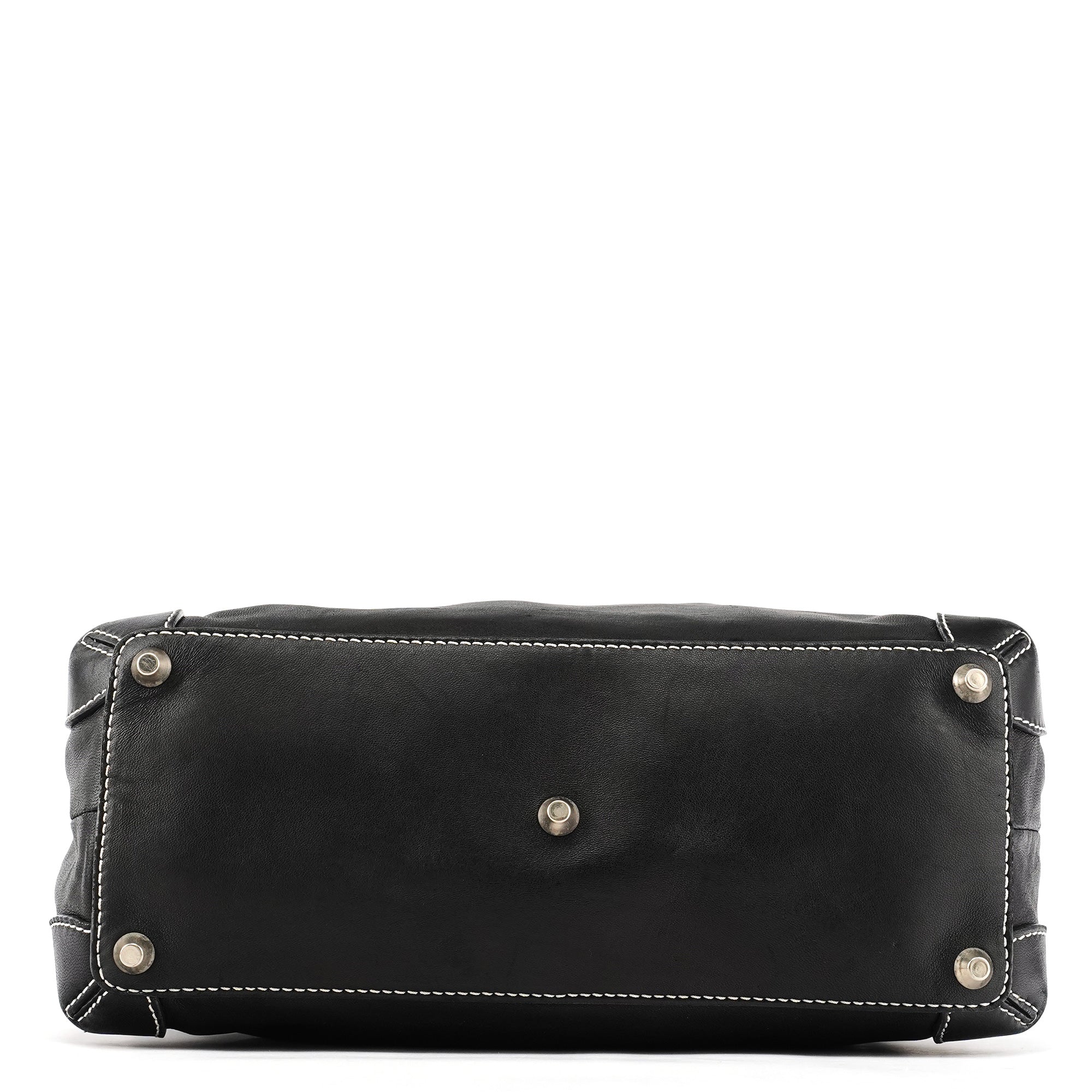Black Studded Leather Tote Bag