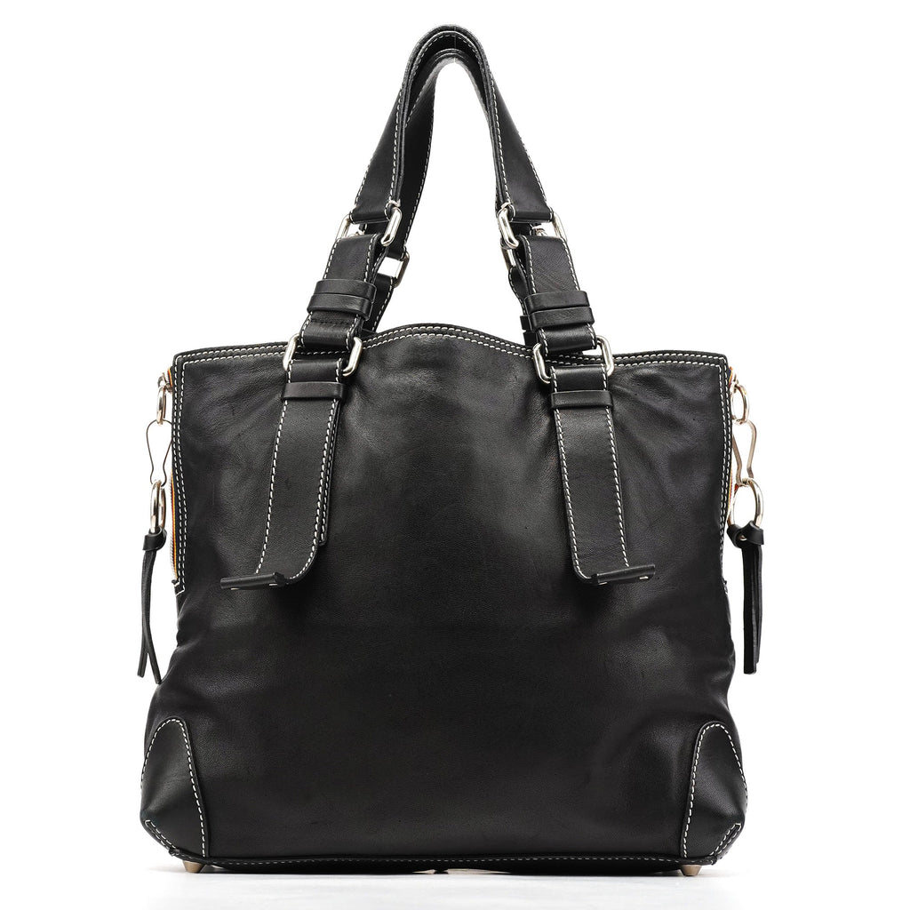 Black Studded Leather Tote Bag