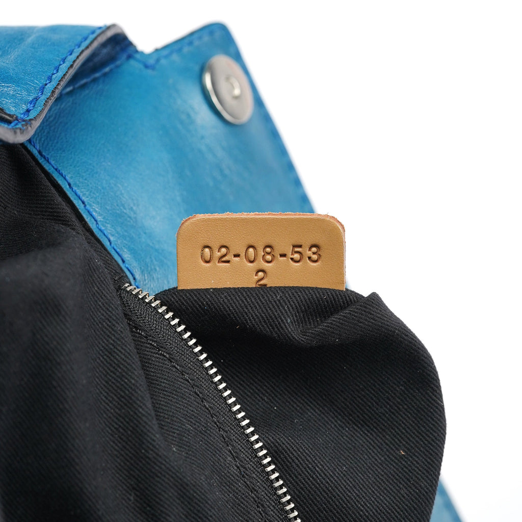 Blue Calfskin Leather Paddington Shoulder Bag
