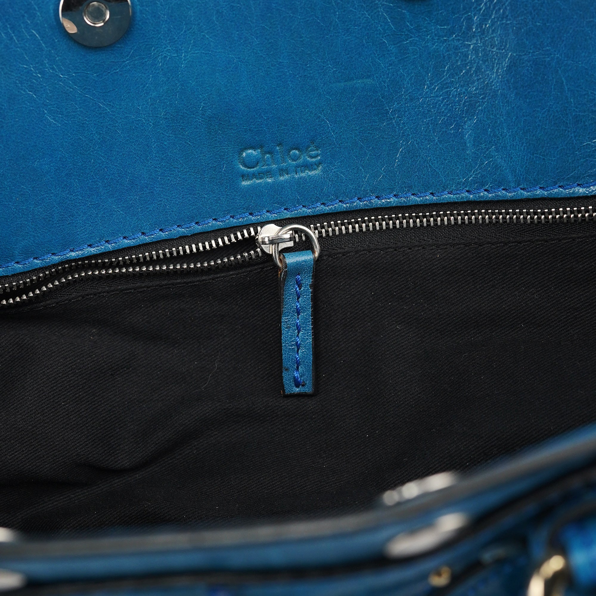 Blue Calfskin Leather Paddington Shoulder Bag