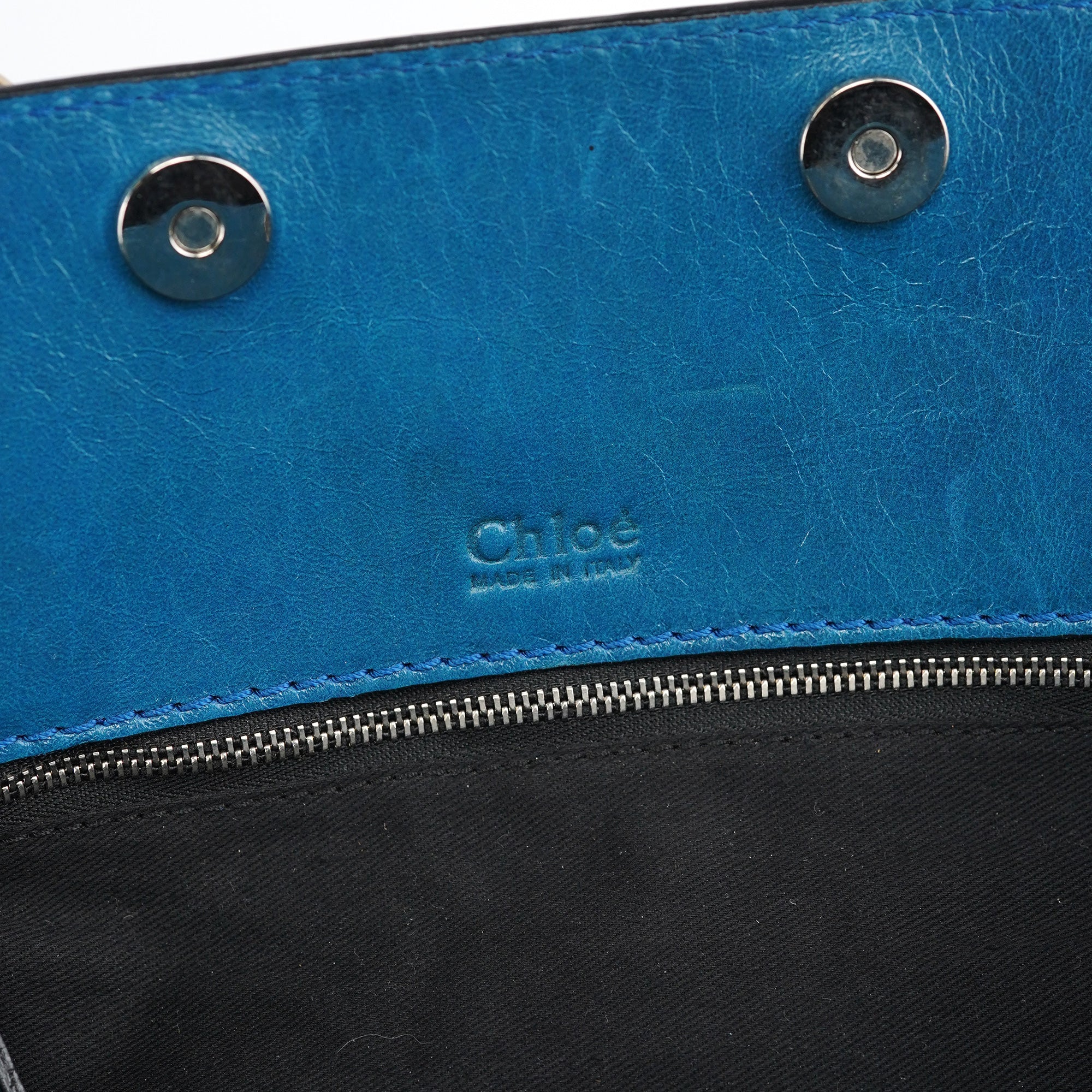 Blue Calfskin Leather Paddington Shoulder Bag
