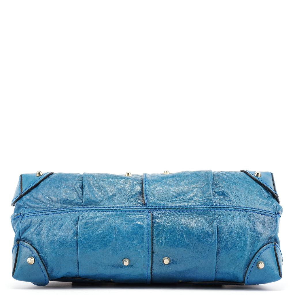 Blue Calfskin Leather Paddington Shoulder Bag