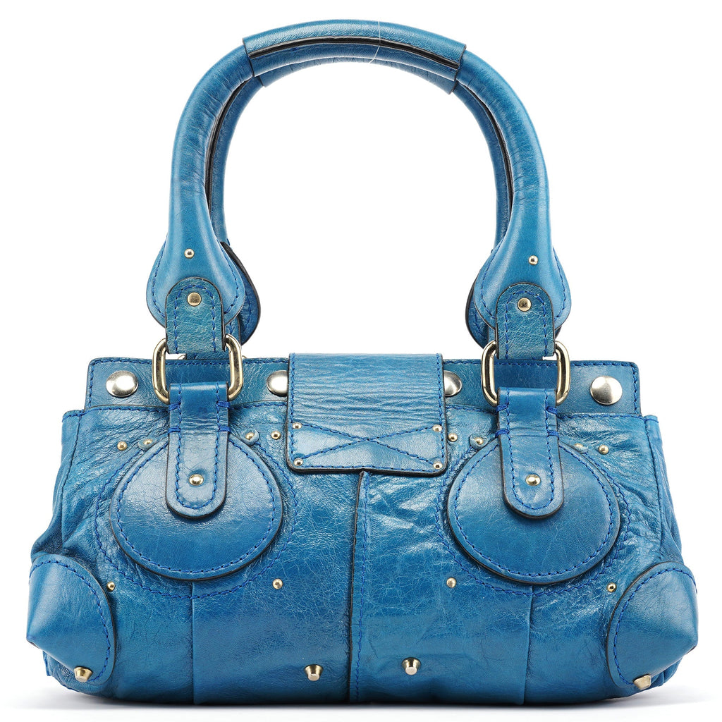 Blue Calfskin Leather Paddington Shoulder Bag