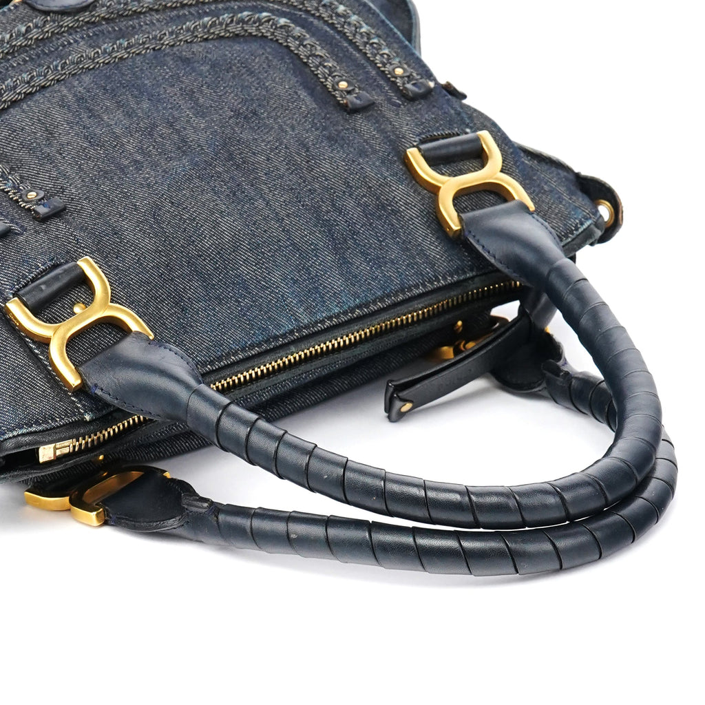 Blue Denim Leather Marcie 2-Way Bag