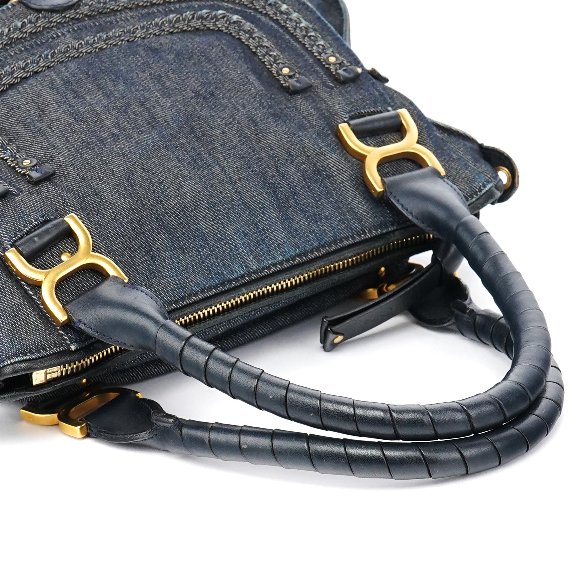 Blue Denim Leather Marcie 2-Way Bag