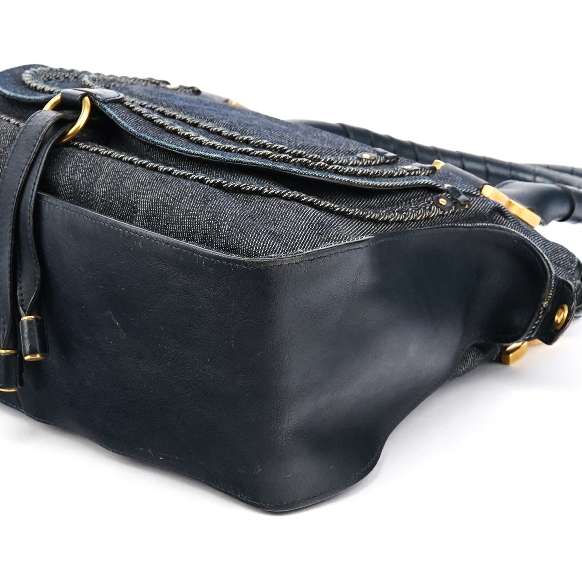 Blue Denim Leather Marcie 2-Way Bag