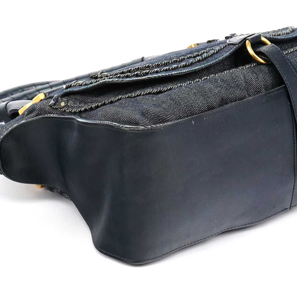 Blue Denim Leather Marcie 2-Way Bag