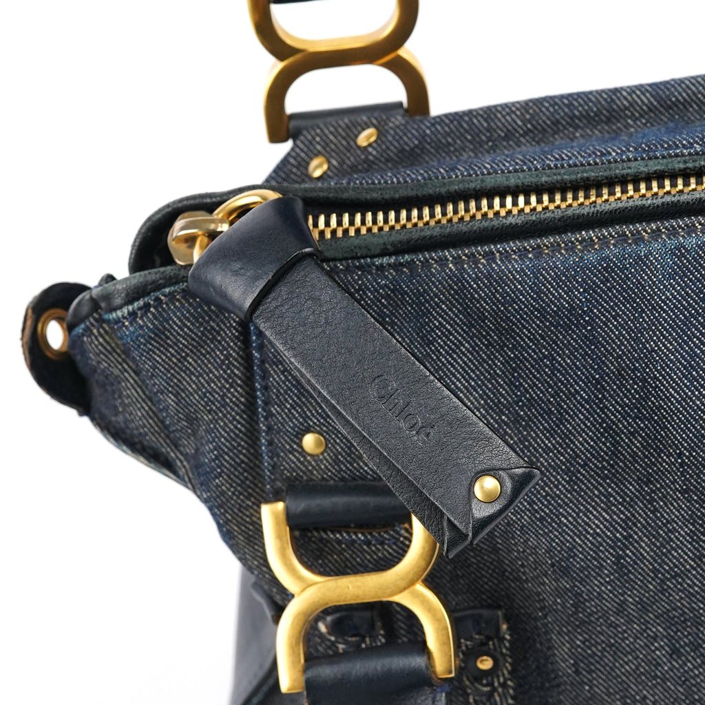 Blue Denim Leather Marcie 2-Way Bag
