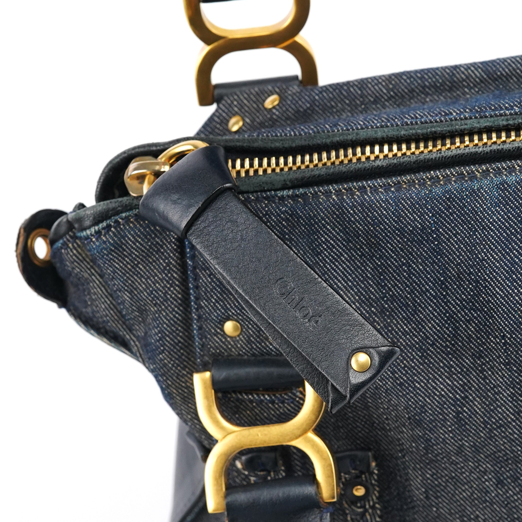 Blue Denim Leather Marcie 2-Way Bag