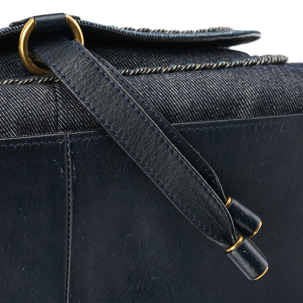 Blue Denim Leather Marcie 2-Way Bag