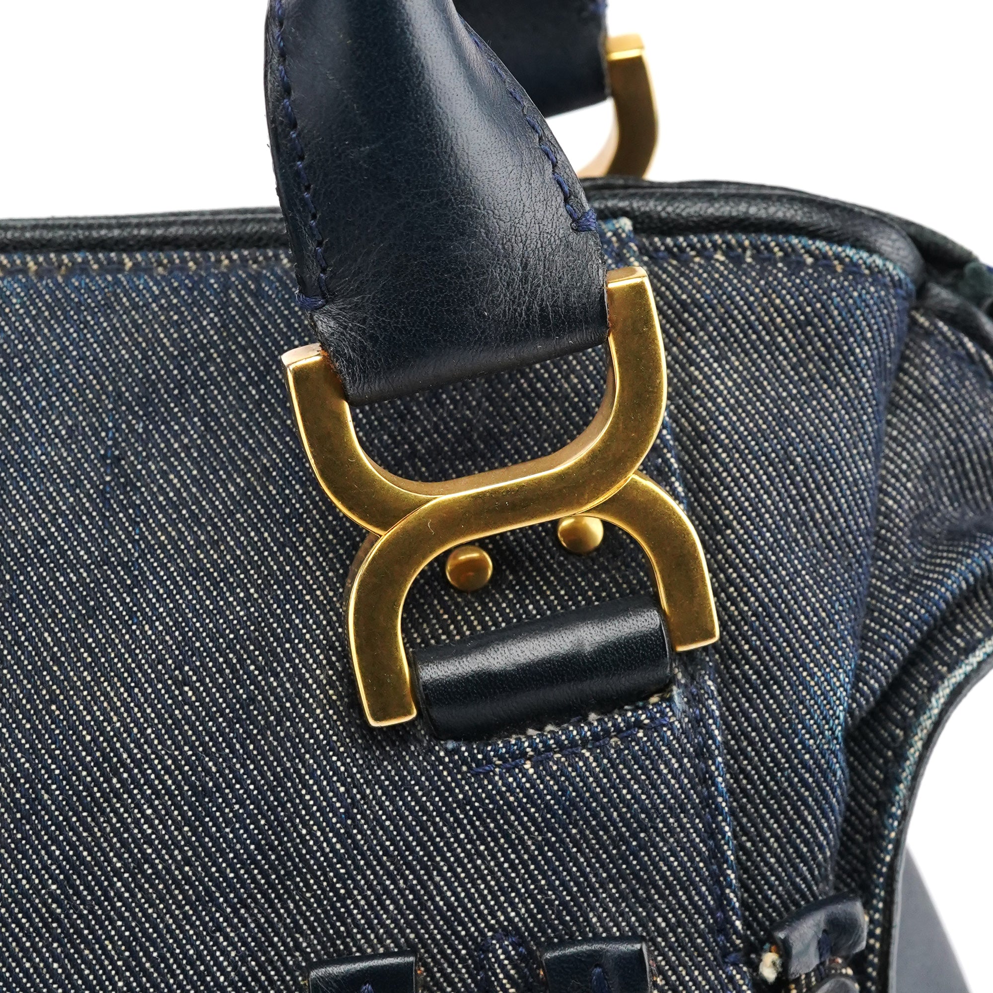 Blue Denim Leather Marcie 2-Way Bag