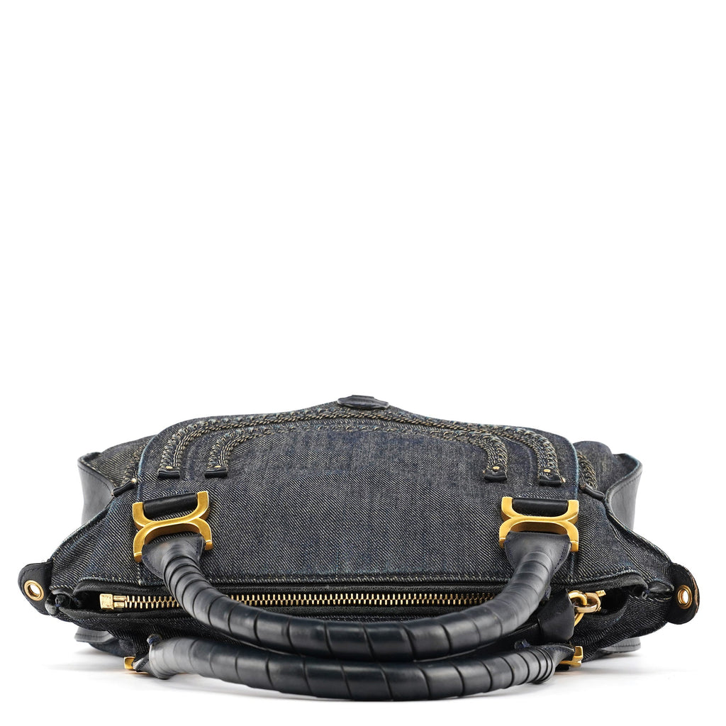 Blue Denim Leather Marcie 2-Way Bag