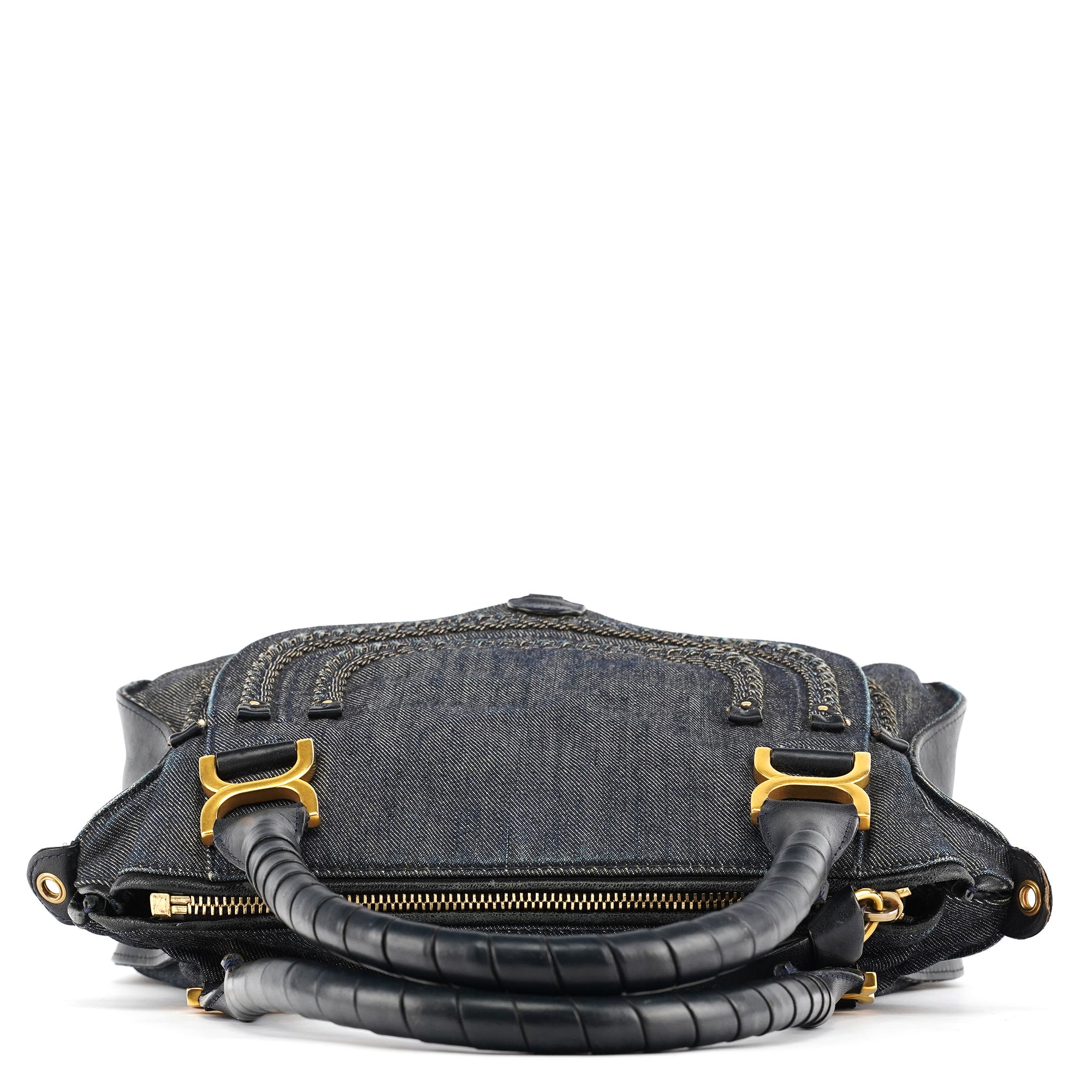 Blue Denim Leather Marcie 2-Way Bag