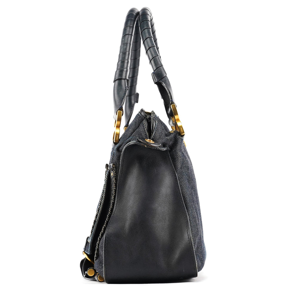 Blue Denim Leather Marcie 2-Way Bag