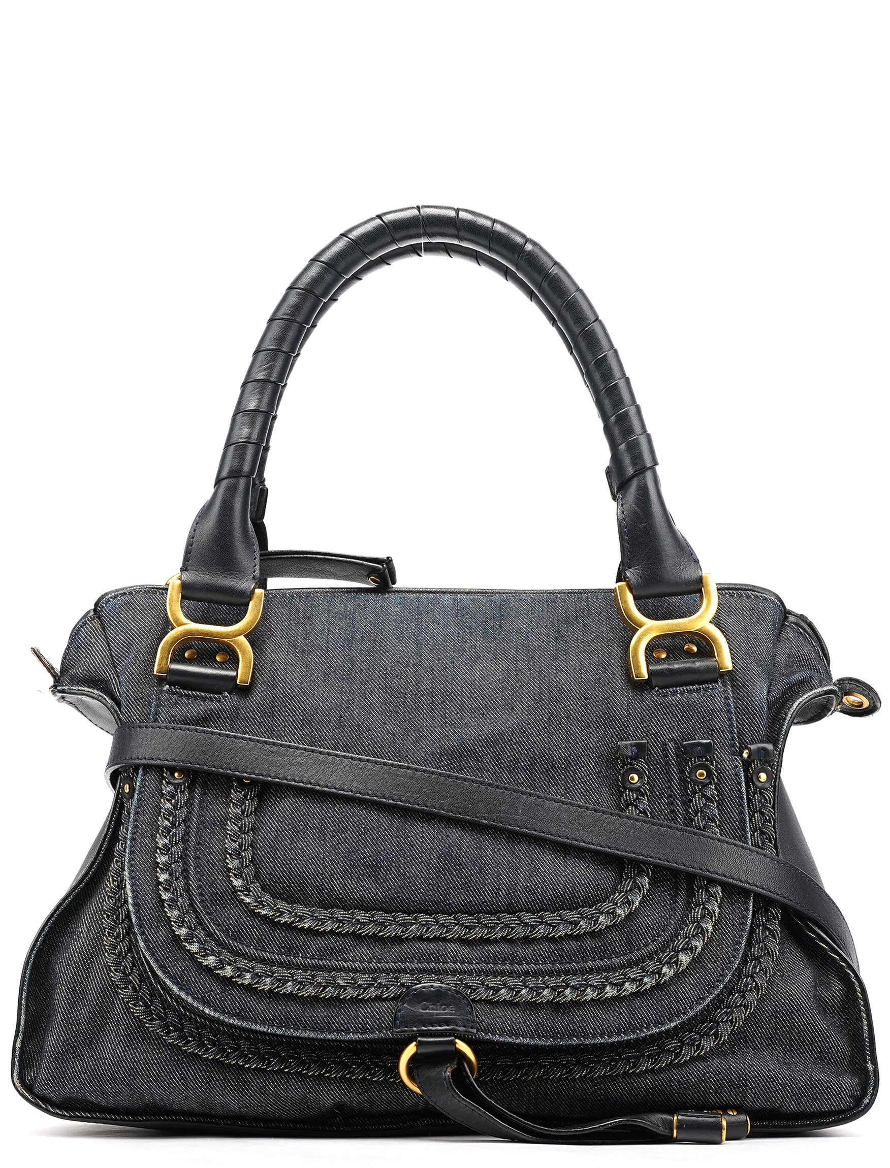 Blue Denim Leather Marcie 2-Way Bag