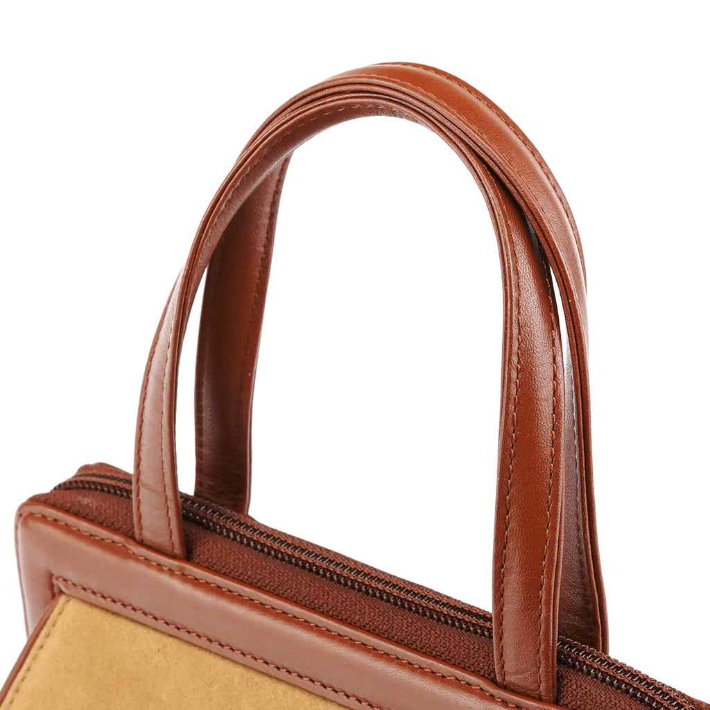 Brown Beige Floral Embroidered Bag