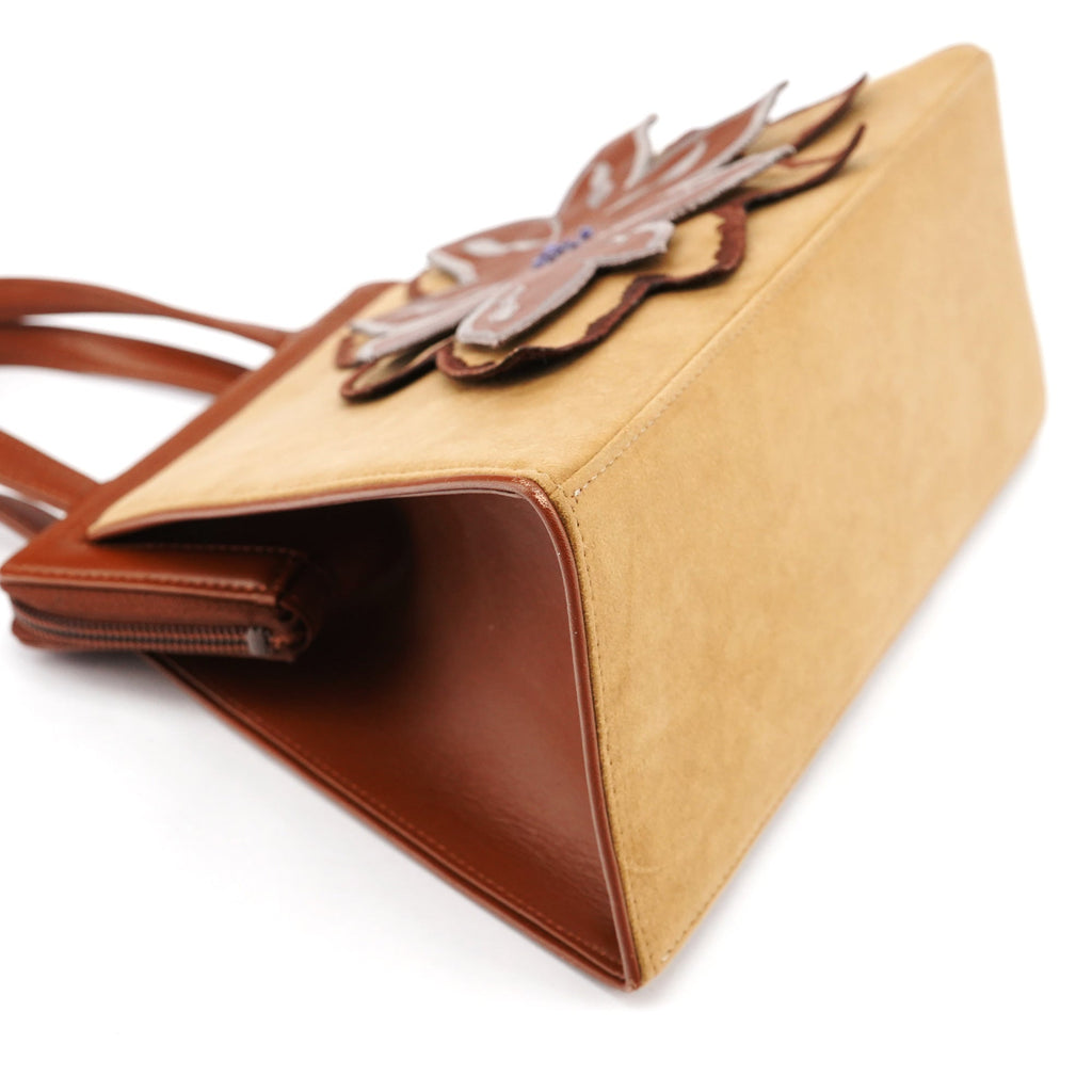 Brown Beige Floral Embroidered Bag