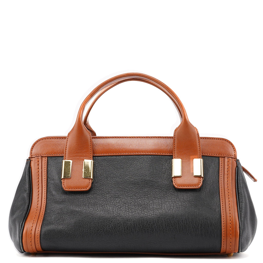 Brown Black Calfskin Leather 2-Way Bag
