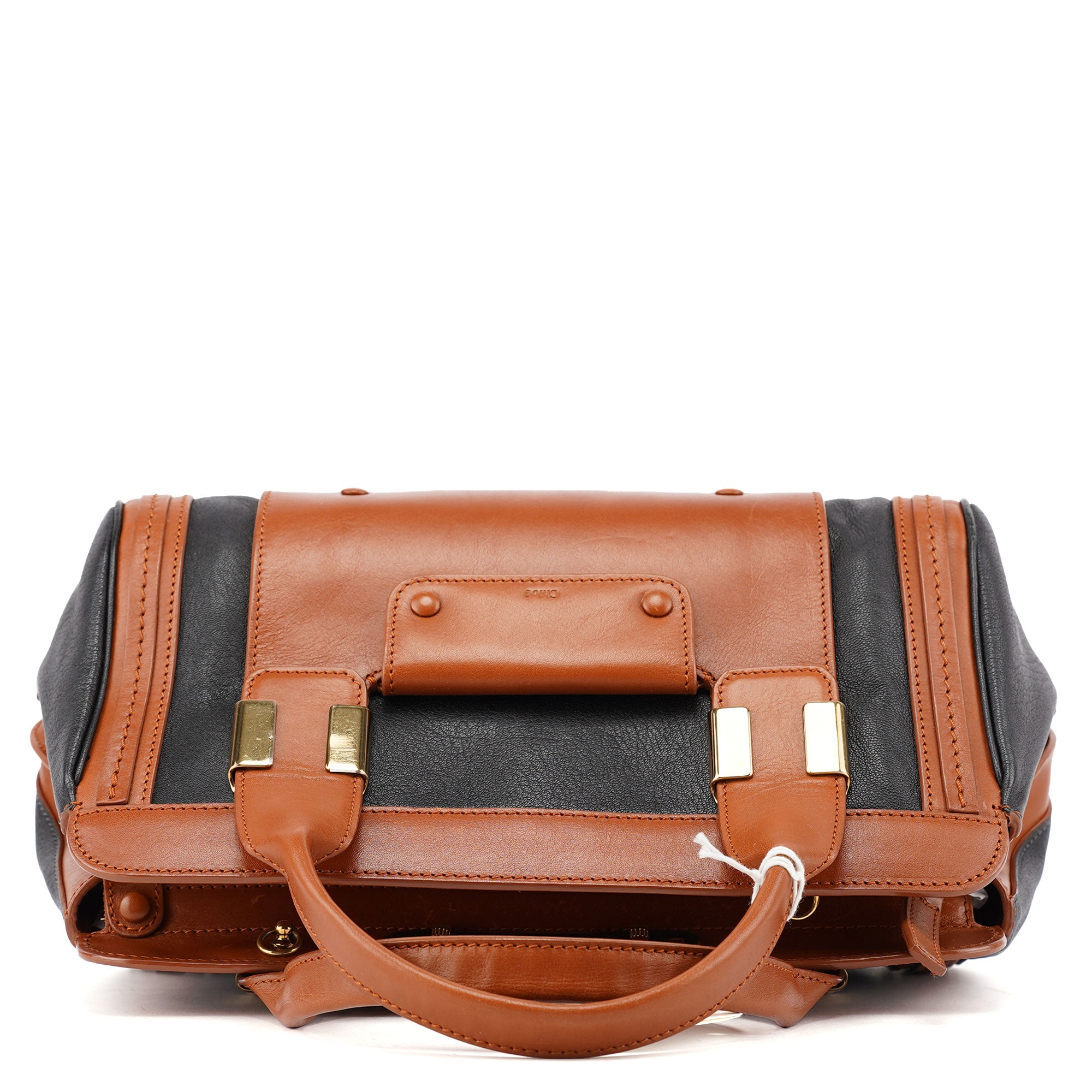 Brown Black Calfskin Leather 2-Way Bag
