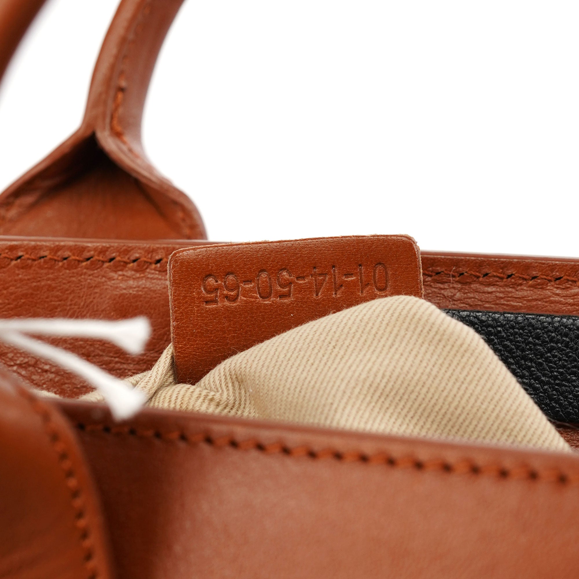 Brown Black Calfskin Leather 2-Way Bag