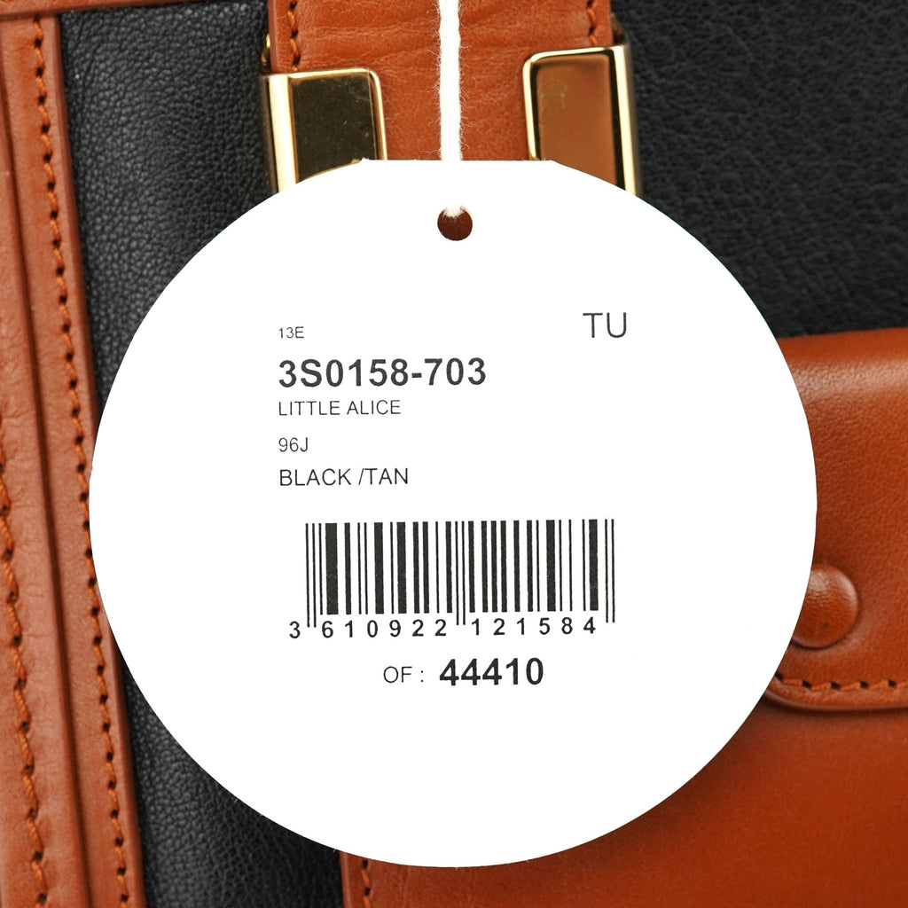 Brown Black Calfskin Leather 2-Way Bag