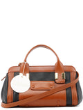 Brown Black Calfskin Leather 2-Way Bag