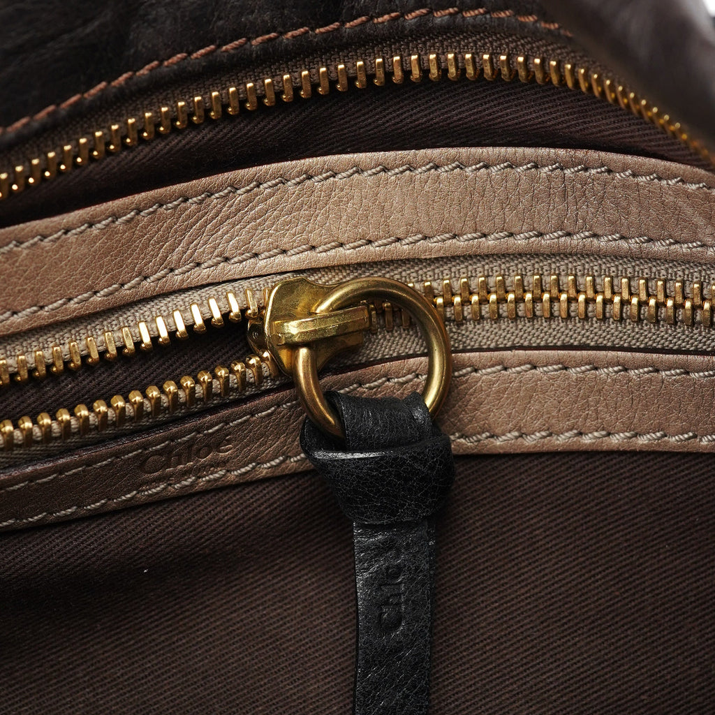 Brown Calfskin Bay Tote Bag