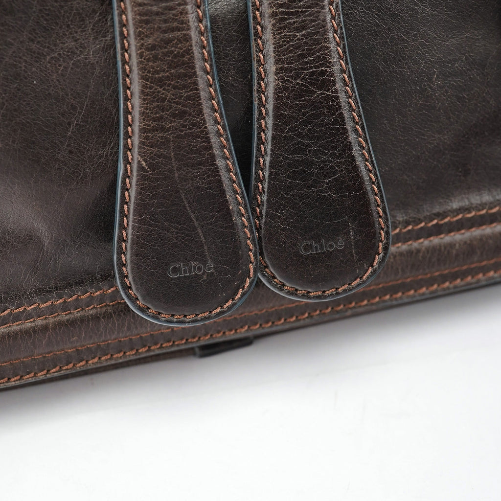 Brown Calfskin Bay Tote Bag