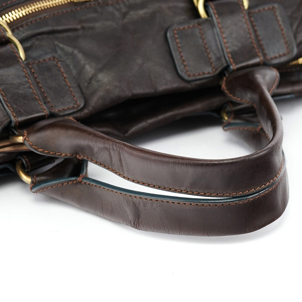 Brown Calfskin Bay Tote Bag