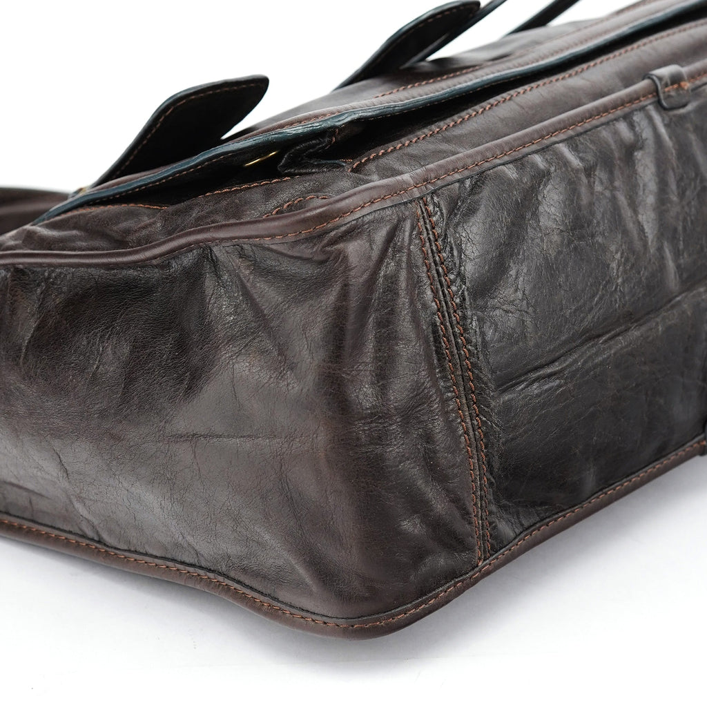 Brown Calfskin Bay Tote Bag