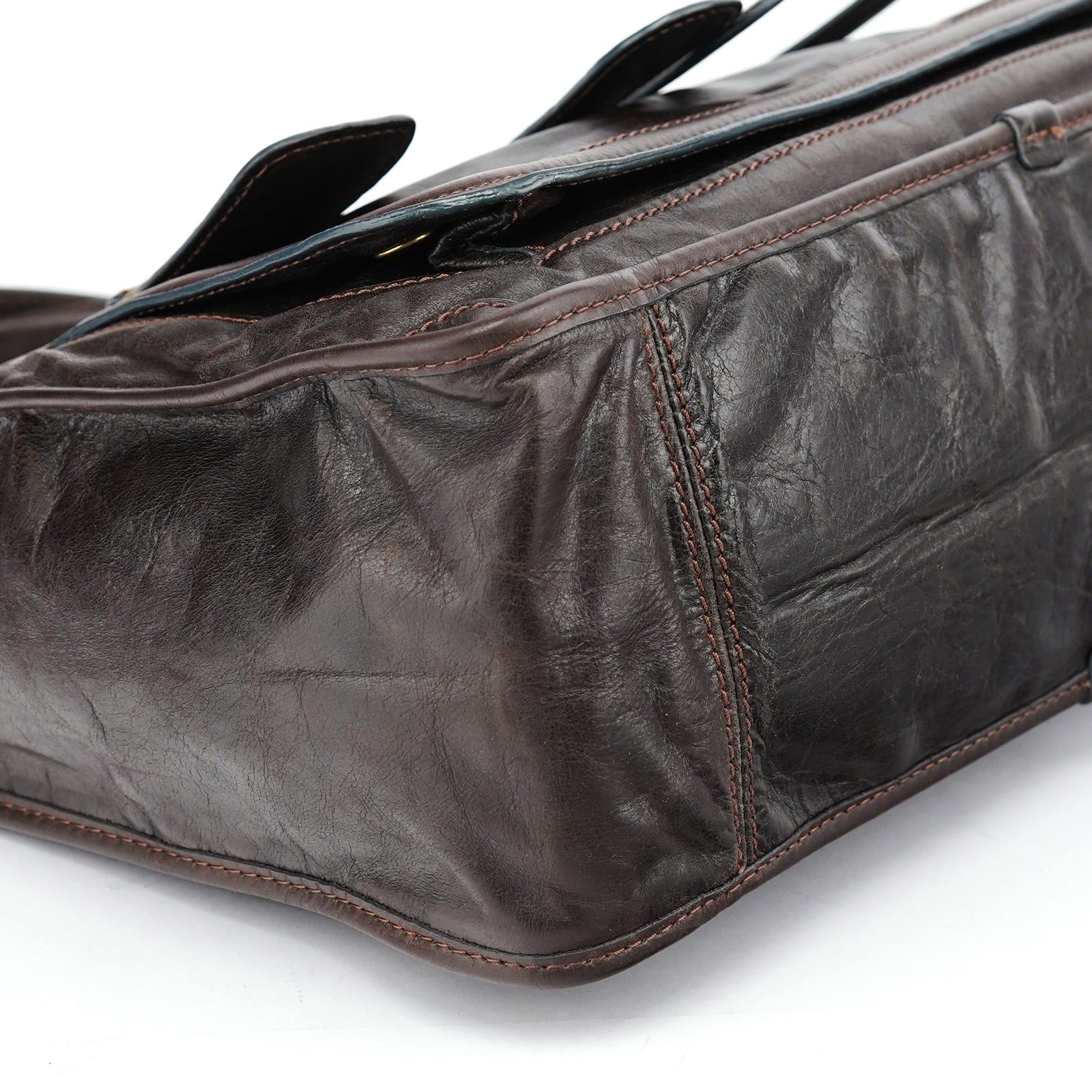 Brown Calfskin Bay Tote Bag