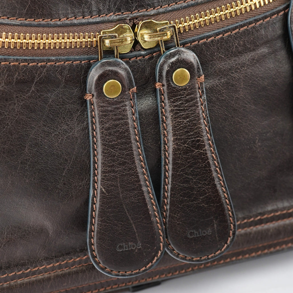 Brown Calfskin Bay Tote Bag