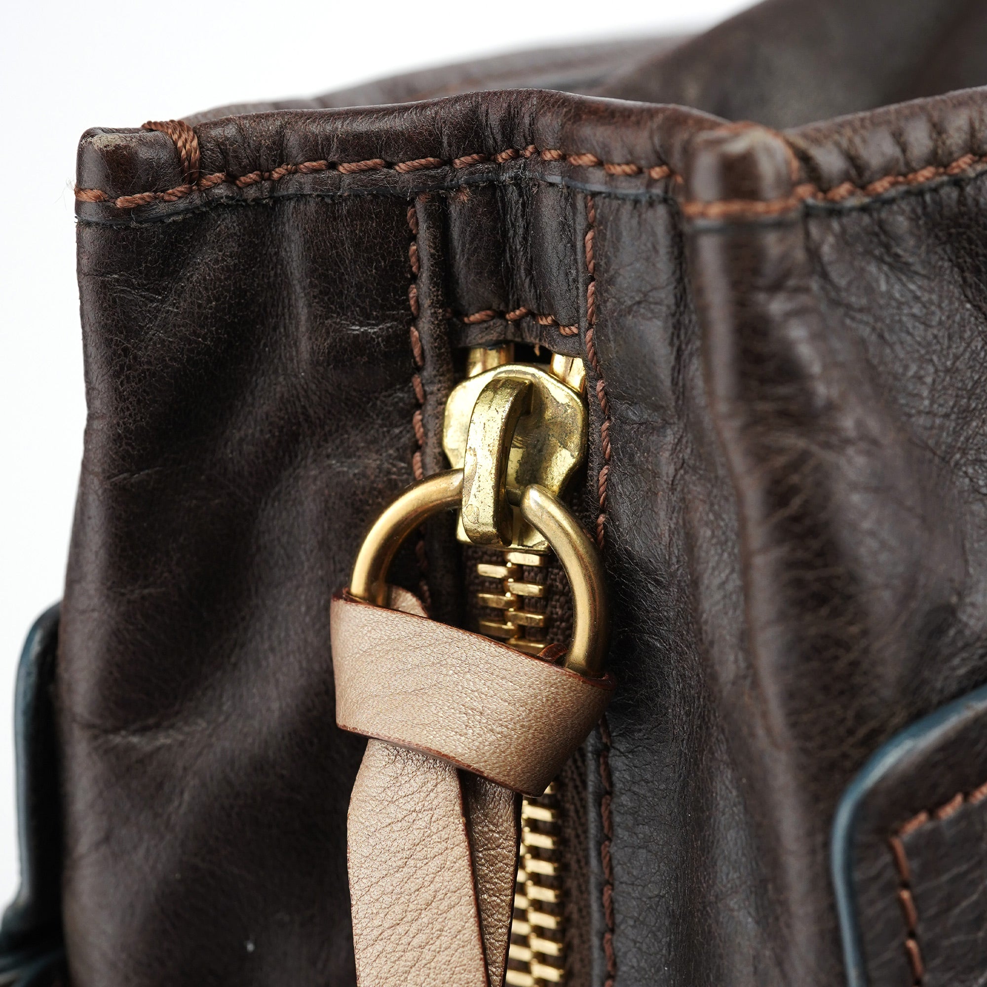 Brown Calfskin Bay Tote Bag