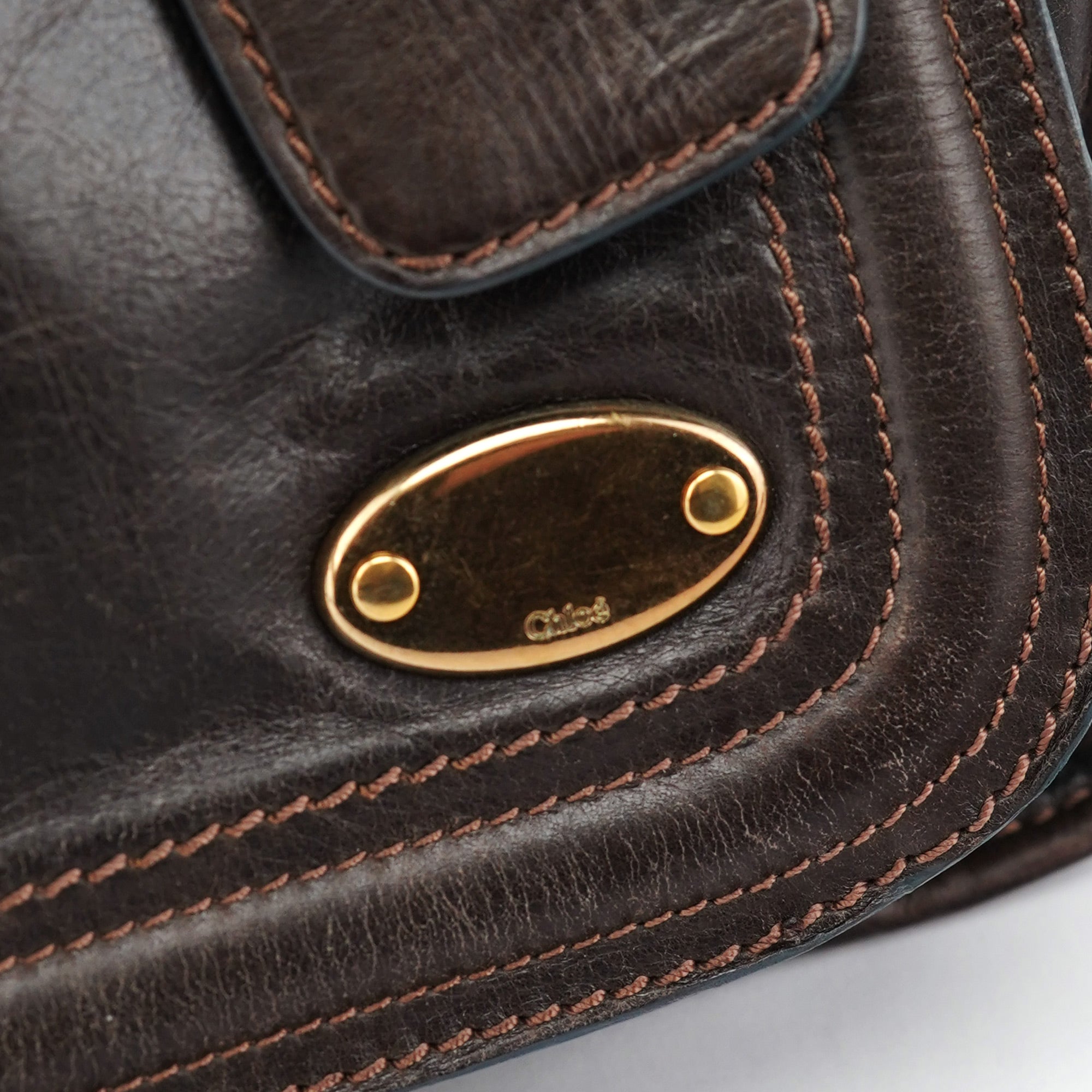 Brown Calfskin Bay Tote Bag