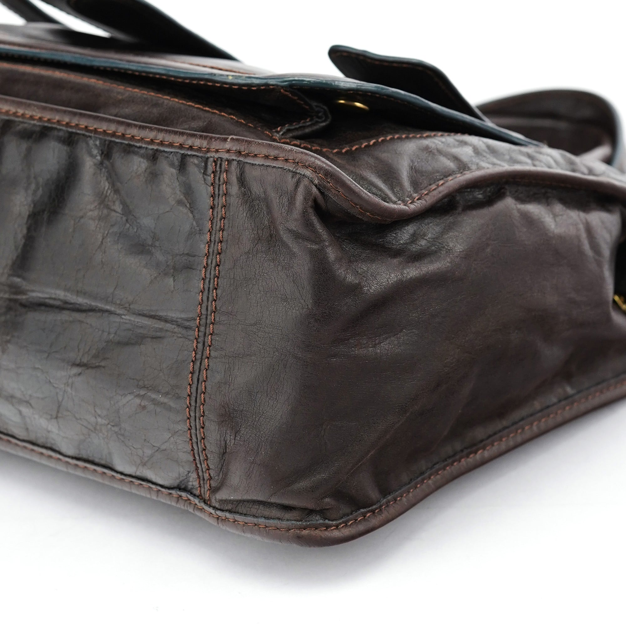 Brown Calfskin Bay Tote Bag