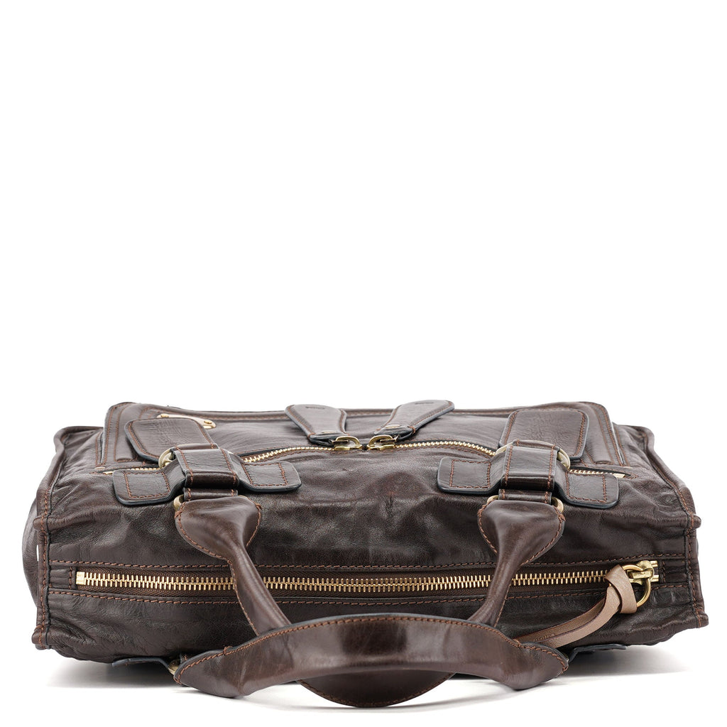 Brown Calfskin Bay Tote Bag