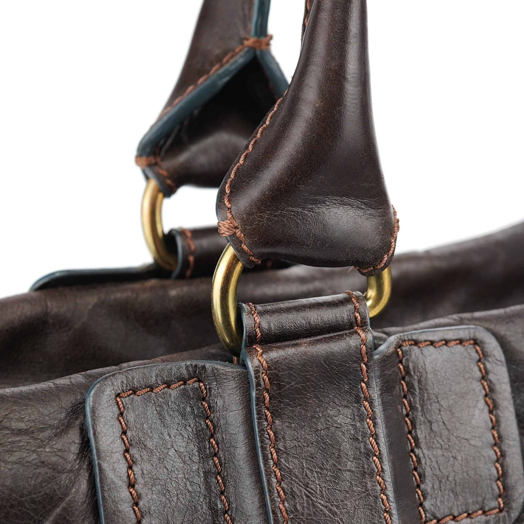 Brown Calfskin Bay Tote Bag
