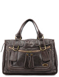 Brown Calfskin Bay Tote Bag
