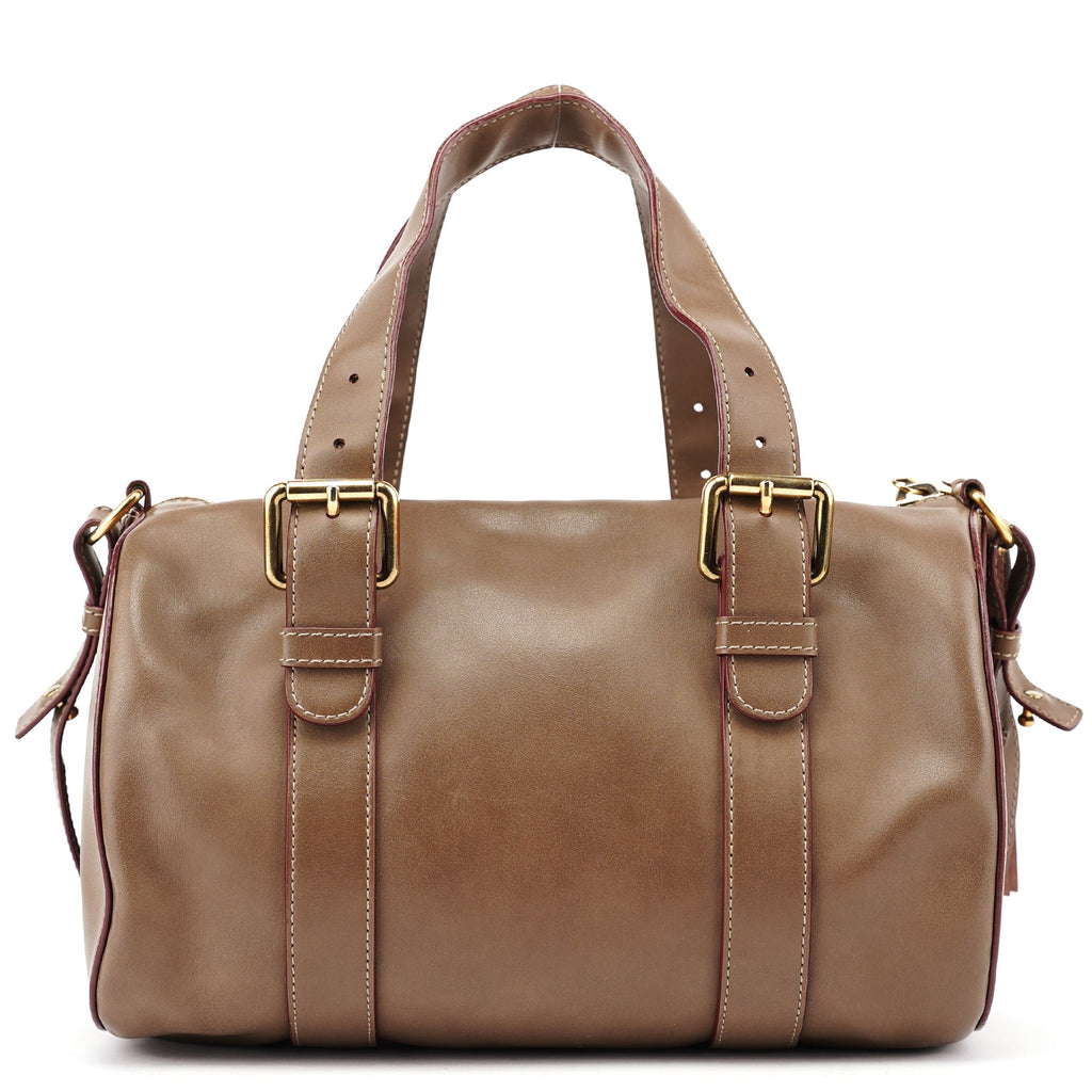 Brown Calfskin Boston 2-Way Bag