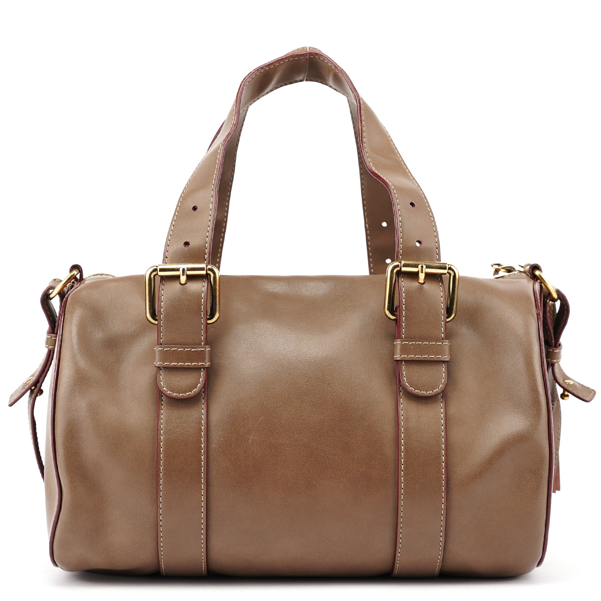 Brown Calfskin Boston 2-Way Bag