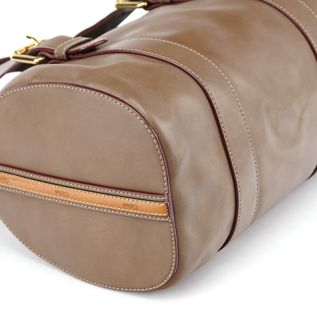 Brown Calfskin Boston 2-Way Bag