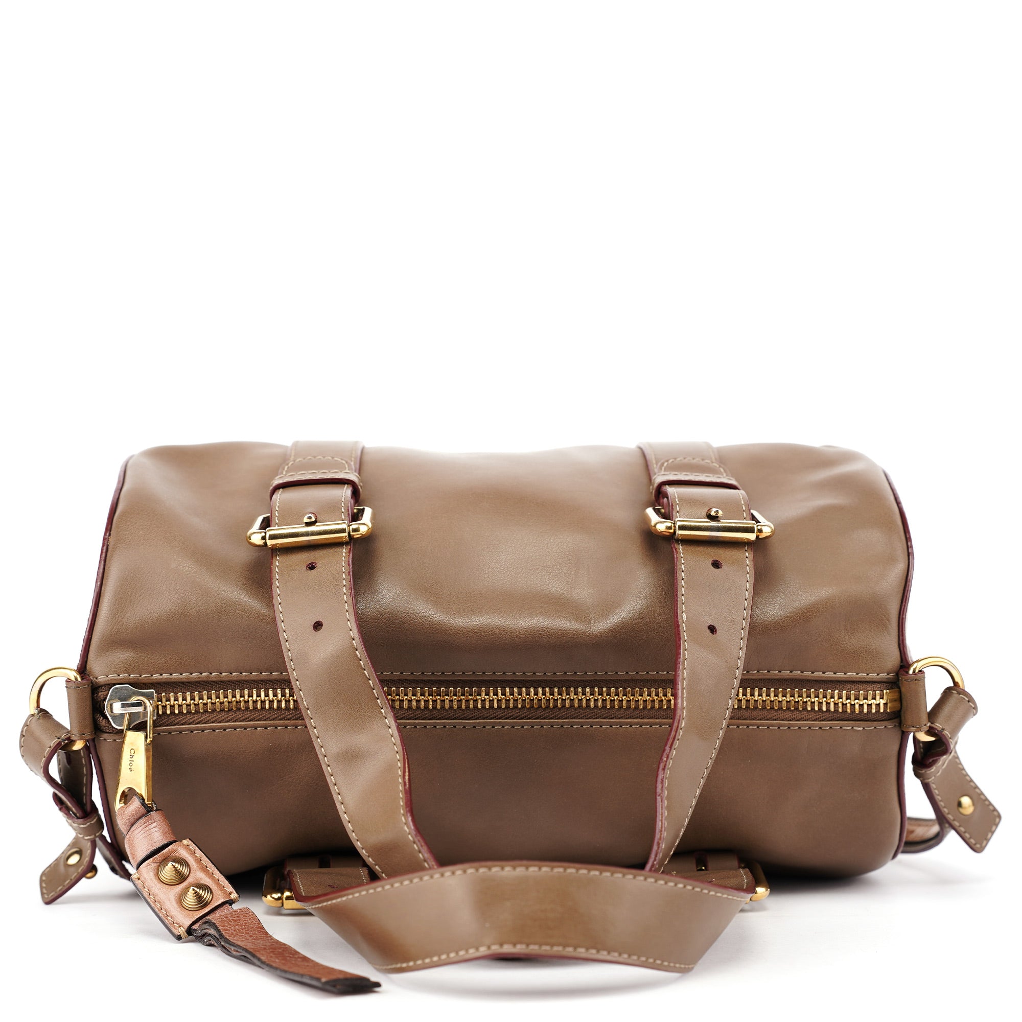 Brown Calfskin Boston 2-Way Bag