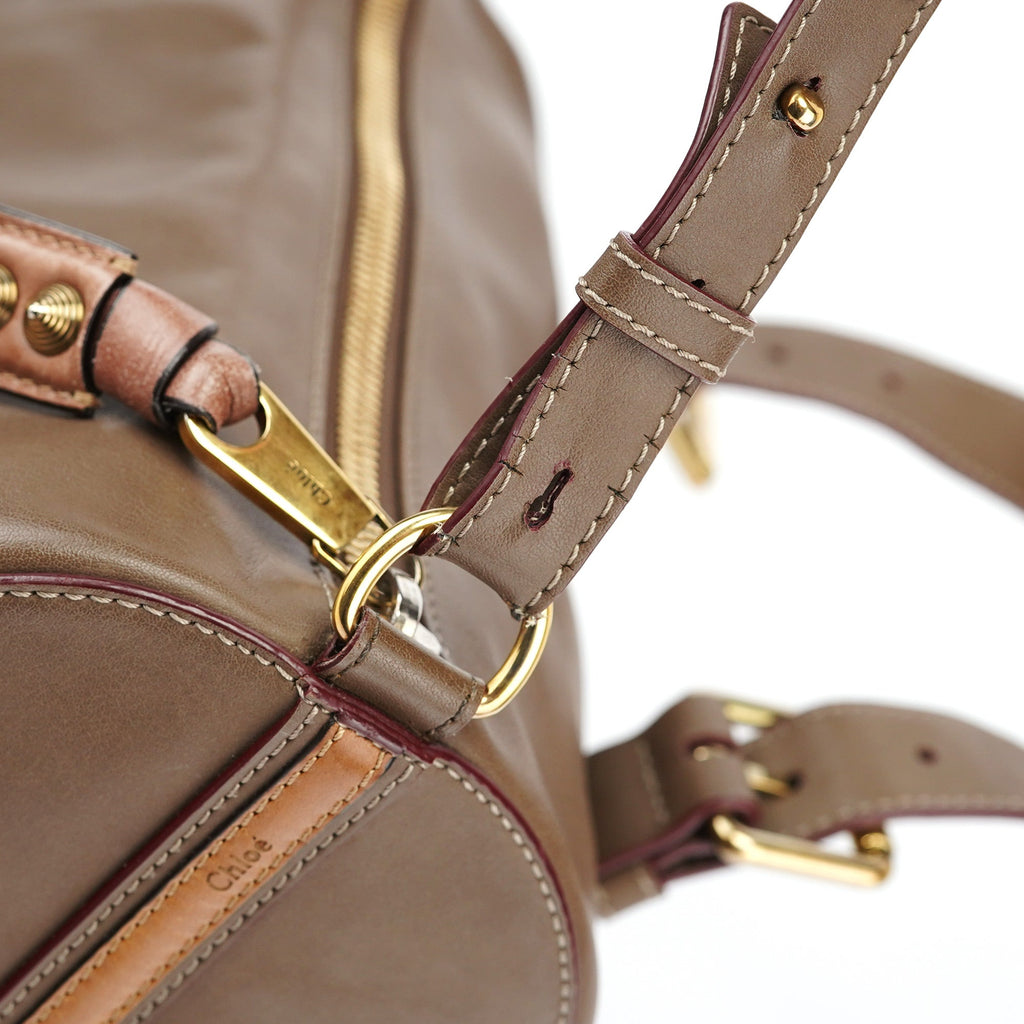 Brown Calfskin Boston 2-Way Bag