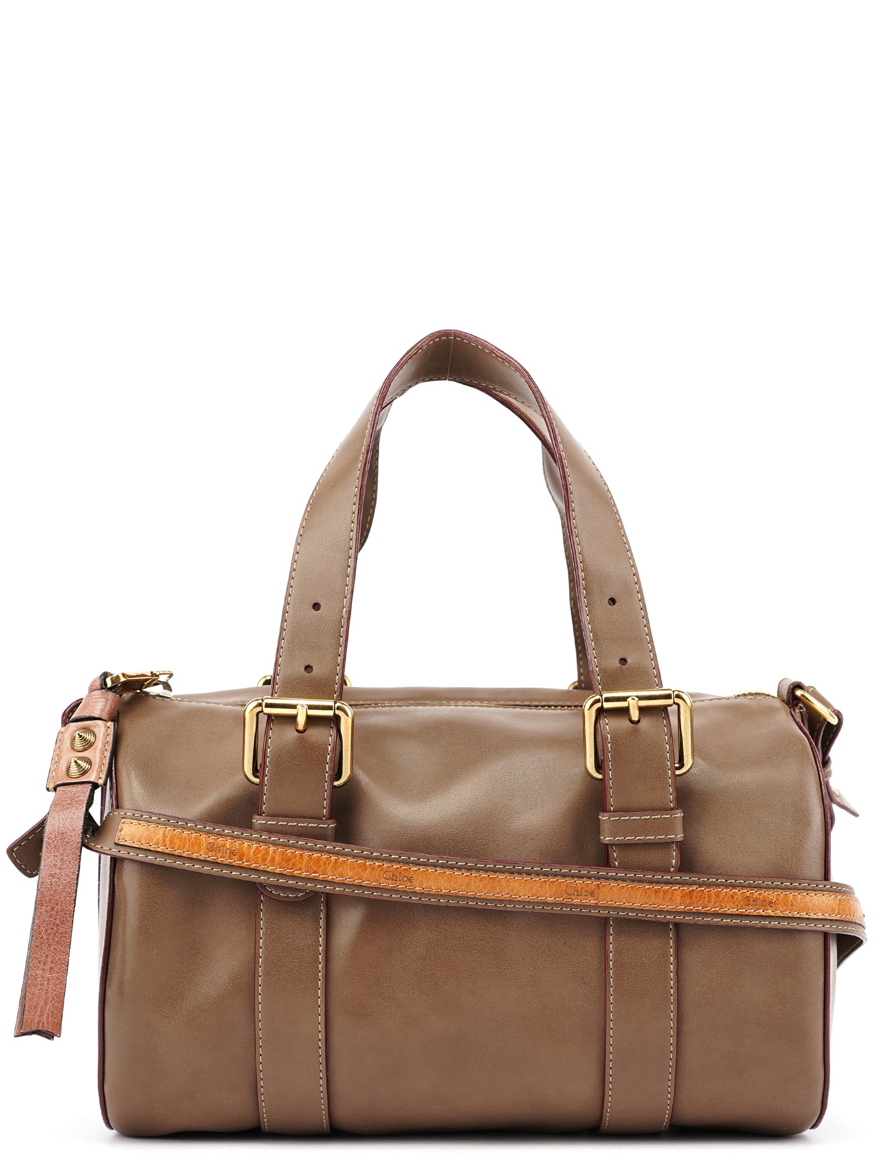 Brown Calfskin Boston 2-Way Bag