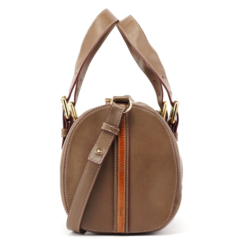 Brown Calfskin Boston 2-Way Bag