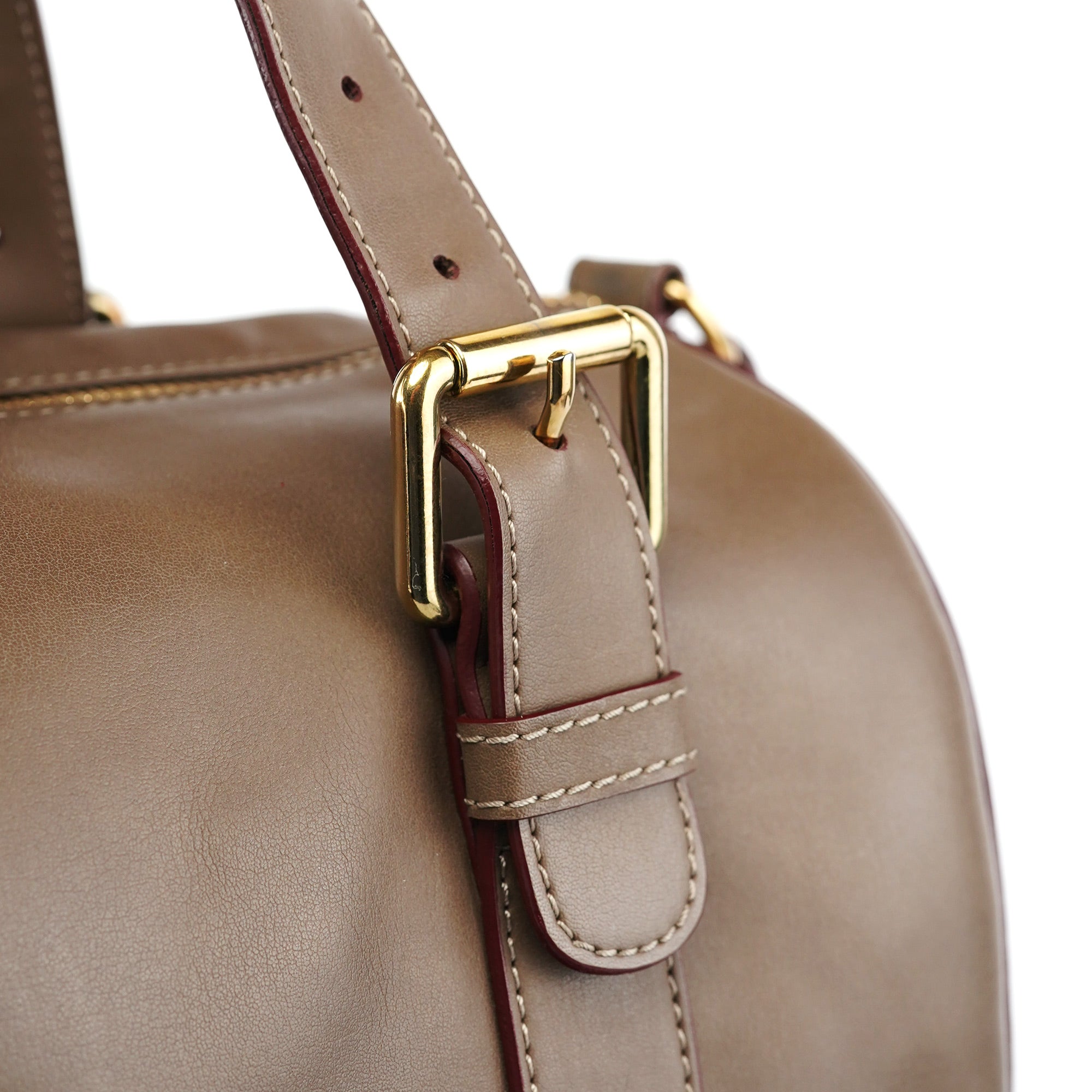 Brown Calfskin Boston 2-Way Bag